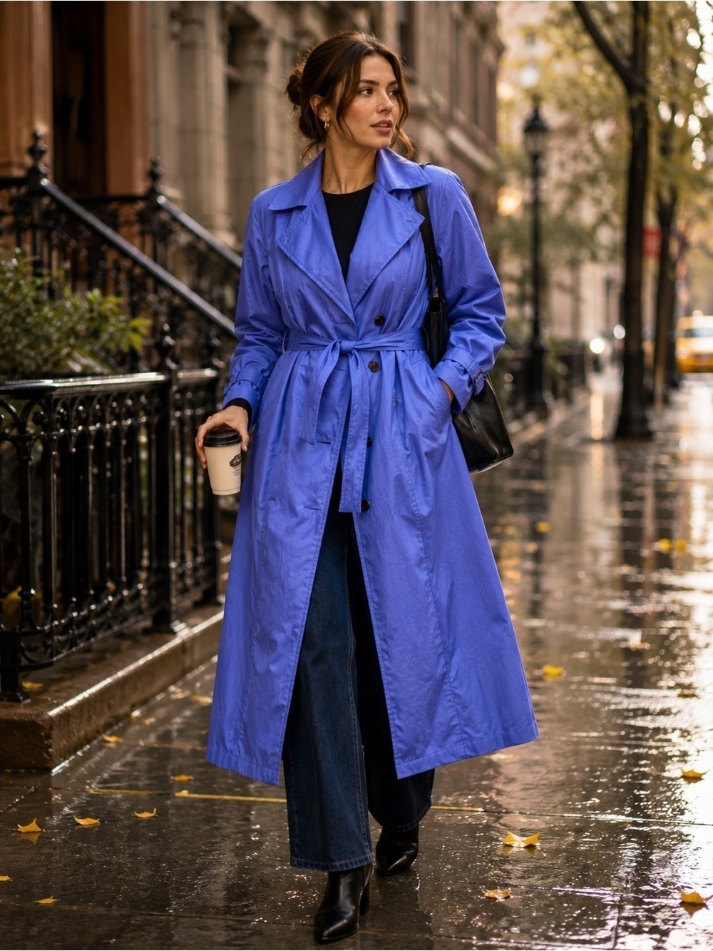 Vintage London Fog Blue Belted Trench Coat Made in USA 12P